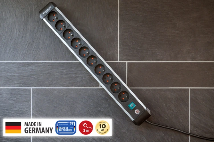Przedłużacz listwowy Premium-Alu-Line 10 gniazd 3m Brennenstuhl