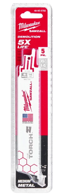 Brzeszczoty Milwaukee do prac przy dużych obciążeniach w metalu 150mm 14 Tpi TORCH kpl. 5 szt.