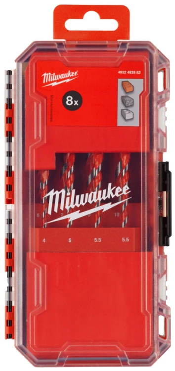 Wiertła udarowe do betonu Milwaukee zestaw 8 szt. 4932493882
