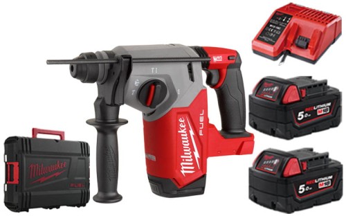 Młotowiertarka SDS-Plus Milwaukee 2,5J 18V M18FH 2x aku 5,0Ah, ładowarka, walizka