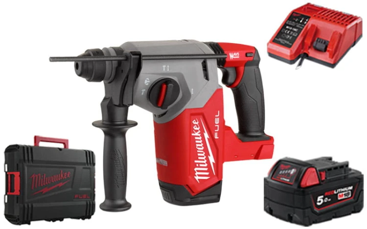 Młotowiertarka SDS-Plus Milwaukee 2,5J 18V M18FH 1x aku 5,0Ah, ładowarka, walizka