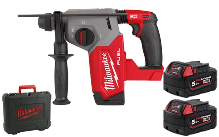 Młotowiertarka SDS-Plus Milwaukee 2,5J 18V M18FH 2x aku 5,0Ah w walizce, bez ładowarki