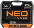 Klucze nasadowe, zestaw narzędziowy 1/2" 1/4" Neo Tools 143 cz 08-945