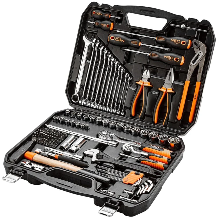 Klucze nasadowe, zestaw narzędziowy 1/2" 1/4" Neo Tools 143 cz 08-945