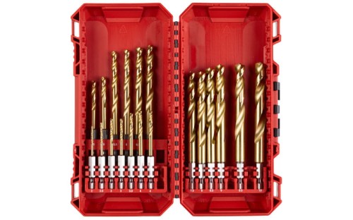 Wiertła do metalu Milwaukee Shockwave HSS-G TITANIUM RED HEX z uchwytem HEX 1/4" zestaw 19szt. 4932499763