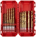 Wiertła do metalu Milwaukee Shockwave HSS-G TITANIUM RED HEX z uchwytem HEX 1/4" zestaw 19szt. 4932499763