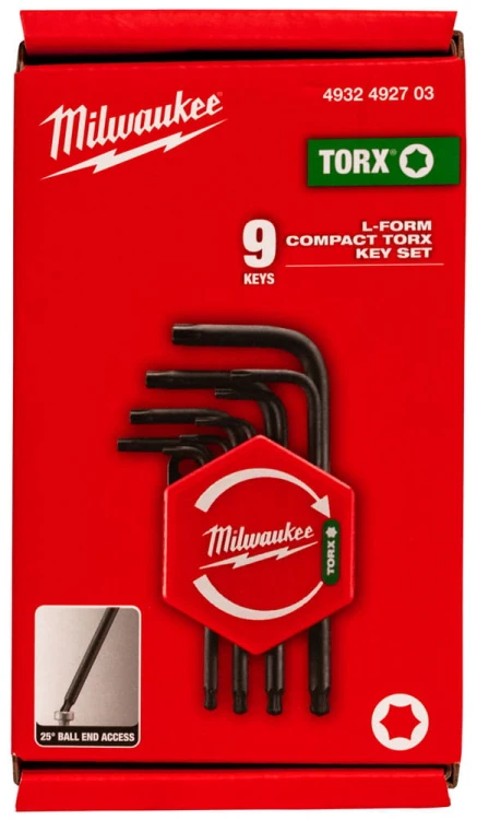 Klucze imbusowe Compakt TORX z kulką Milawukee kpl. 9 cz. 4932492703