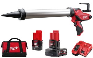 Pistolet do wyciskania Milwaukee M12PCG/600A-632B 600 ml 2x aku.: 6,0 Ah i 3,0 Ah, szybka ładowarka w torbie 