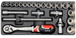 Zestaw narzędzi do szuflady 24 cz. - nasadki i akcesoria 1/2" Yato YT-5537