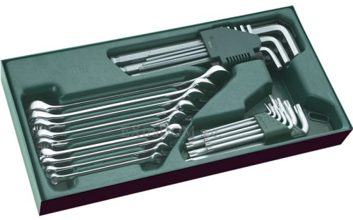 Klucze płasko – oczkowe calowe, imbusowe i TORX Sata kpl. 27 cz. wkładka do wózka 09922