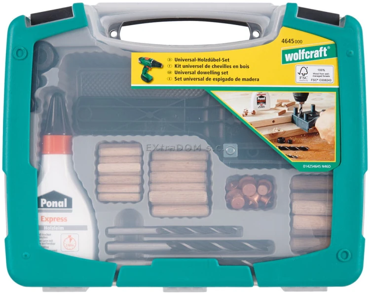 Zestaw do kołkowych połączeń stolarskich Wolfcraft 4645000