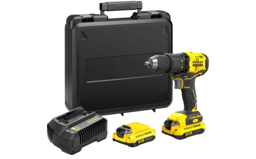 Wiertarko - wkrętarka bezszczotkowa 18V Stanley Fatmax V20; 2 akumulatory 1,5Ah Li-Ion, walizka SFMCD710C2K-QW
