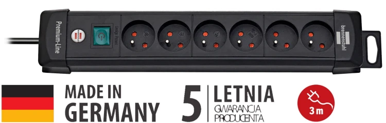 Przedłużacz listwowy Premium-Line 6 gniazd 3m Brennenstuhl 1951164100