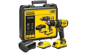Bezszczotkowa wiertarko - wkrętarka udarowa 18V Stanley Fatmax V20 SFMCD721D2K-QW 2x aku. 2,0Ah Li-Ion, walizka