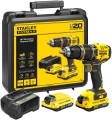 Bezszczotkowa wiertarko - wkrętarka udarowa 18V Stanley Fatmax V20; 2 akumulatory 2,0Ah Li-Ion, walizka SFMCD721D2K-QW