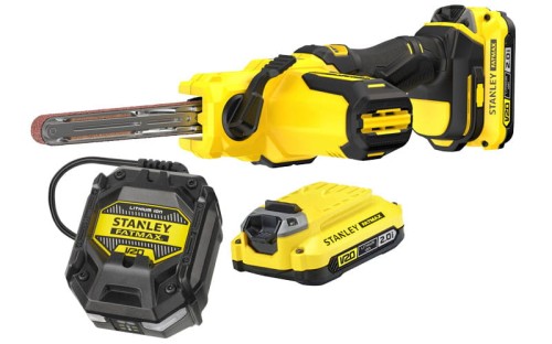 Akumulatorowy pilnik taśmowy Stanley V20 2x aku. 2Ah, kufer SFMCE210D2K-QW