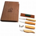 Zestaw do rzeźbienia BeaverCraft w drewnianym etui, 4 narzędzia + akcesoria do polerowania S43 Book