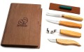 Zestaw do rzeźbienia BeaverCraft w drewnianym etui, 4 narzędzia + akcesoria do polerowania S43 Book