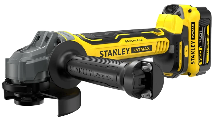 Szlifierka kątowa Stanley V20 125 mm bezszczotkowa, 2x aku 4Ah walizka SFMCG700M2K-