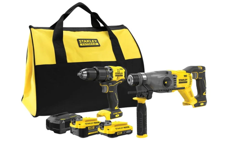 Zestaw Stanley V20: wiertarko-wkretarka udarowa SFMCD715, młot SDS+ SFMCH900, aku.: 1x2Ah,1x4Ah, walizka SFMCK216MDS-QW