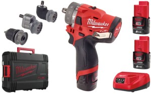 Wiertarko-wkrętarka udarowa Milwaukee M12FPDXKIT-202X 3 głowice, 2x aku. 2.0Ah, ładowarka, walizka
