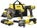 Zestaw Stanley V20: wkrętarka SFMCD711, zakrętarka SFMCF800, pilarka SFMCS500, szlifierka SFMCG400, 2x aku. 4Ah, torba SFMCK469M2-QW