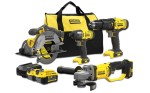 Zestaw Stanley V20: wkrętarka SFMCD711, zakrętarka SFMCF800, pilarka SFMCS500, szlifierka SFMCG400, 2x aku. 4Ah, torba SFMCK469M2-QW