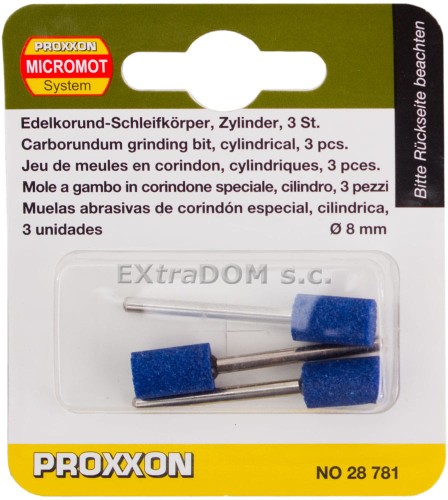 Końcówka szlifierska Proxxon cylindryczna 8mm kpl. 3 szt 28781