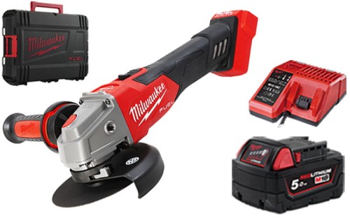 Szlifierka kątowa z hamulcem Milwaukee 18V M18FSAG125XB-501X silnik bezszczotkowy 1x aku 5,0Ah, ładowarka, walizka