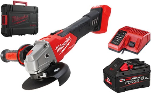 Szlifierka kątowa z hamulcem Milwaukee 18V M18FSAG125XB-801X silnik bezszczotkowy 1x aku 8,0Ah, ładowarka, walizka