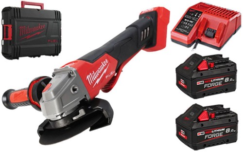 Szlifierka kątowa z regulacją obrotów Milwaukee 125mm 18V 2x akumulator FORGE™ 8.0Ah, ładowarka w walizce M18FSAGV125XPDB