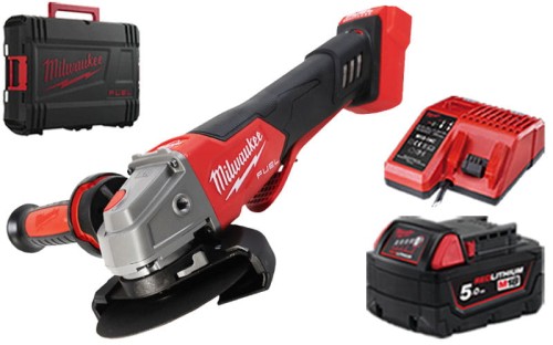 Szlifierka kątowa z regulacją obrotów Milwaukee 125mm 18V 1x akumulator 5,0Ah, ładowarka w walizce M18FSAGV125XPDB