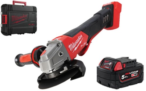 Szlifierka kątowa z regulacją obrotów Milwaukee 125mm 18V + 1x akumulator 5,0Ah w walizce, bez ładowarki M18FSAGV125XPDB