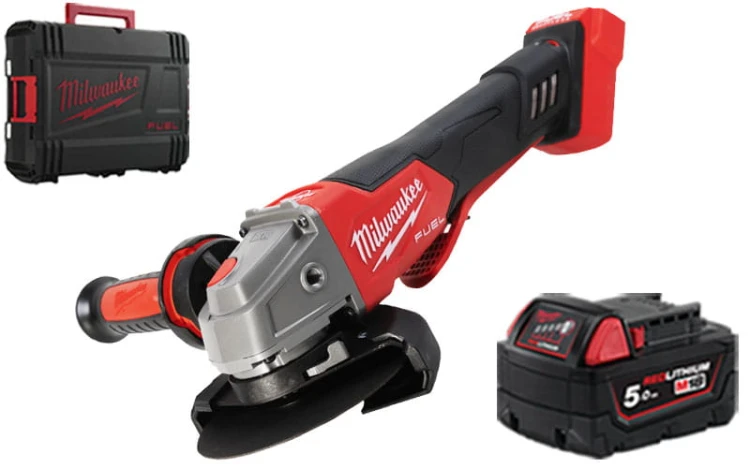 Szlifierka kątowa z regulacją obrotów Milwaukee 125mm 18V + 1x akumulator 5,0Ah w walizce, bez ładowarki M18FSAGV125XPDB