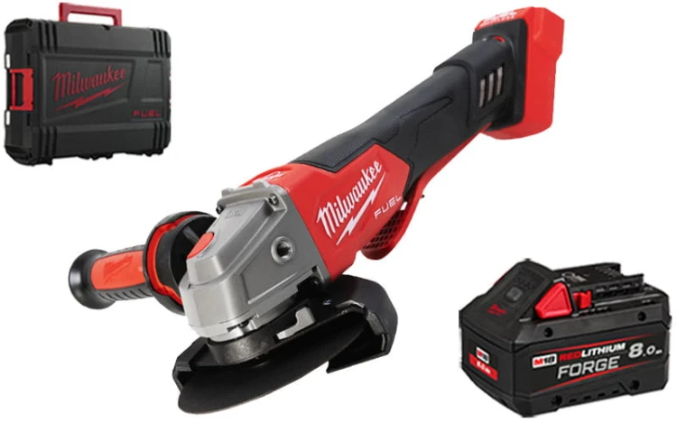 Szlifierka kątowa z regulacją obrotów Milwaukee 125mm 18V 1x akumulator FORGE™ 8,0Ah w walizce, bez ładowarki M18FSAGV125XPD