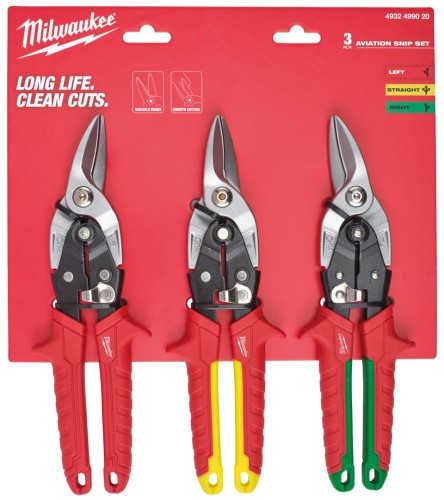 Nożyce do blachy Milwaukee kpl. 3 sztuk: prawe, proste i lewe 4932499020