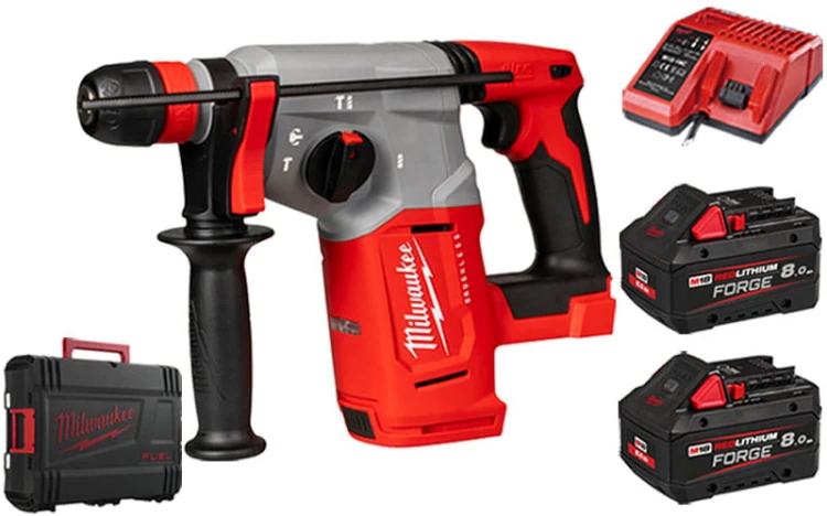 Młotowiertarka SDS-Plus Milwaukee 2,3J 18V M18BLHX-802X 2x aku. 8.0Ah FORGE™, szybka ładowarka w walizce