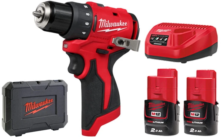 Wiertarko – wkrętarka Milwaukee M12BLDDRC-202C 40Nm 12V 2x aku. 2,0Ah, ładowarka, walizka 4933499686