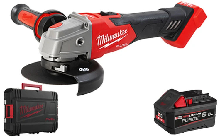 Szlifierka kątowa z hamulcem Milwaukee 18V M18FSAG125XB-0X silnik bezszczotkowy + aku 6,0Ah FORGE™, walizka, bez ładowarki