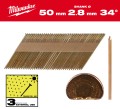 Gwoździe pierścieniowe Milwaukee długość 50mm, kąt 34°, głowa typu D 2200 szt. do gwoździarki M18 FFN 4932492613