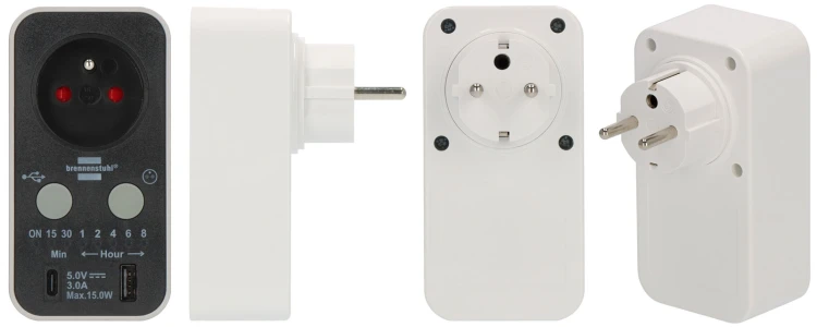 Elektroniczny sterownik czasowy z USB A i USB C Brennenstuhl