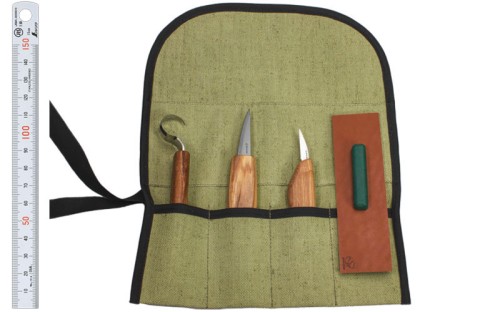 Zestaw 3 noży do rzeźbienia łyżek z akcesoriami do polerowania w etui BeaverCraft S17