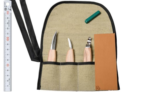 Zestaw 3 noży do rzeźbienia łyżek wraz z akcesoriami do polerowania w etui BeaverCraft S13