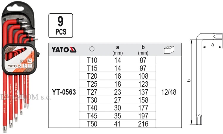 Klucze Torx Yato kpl. 9 sztuk YT-0563