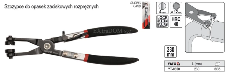 Szczypce Yato proste do opasek rozprężnych YT-0650