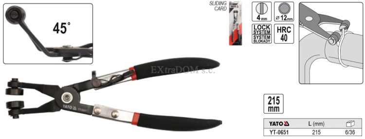 Szczypce Yato wygięte do opasek rozprężnych YT-0651