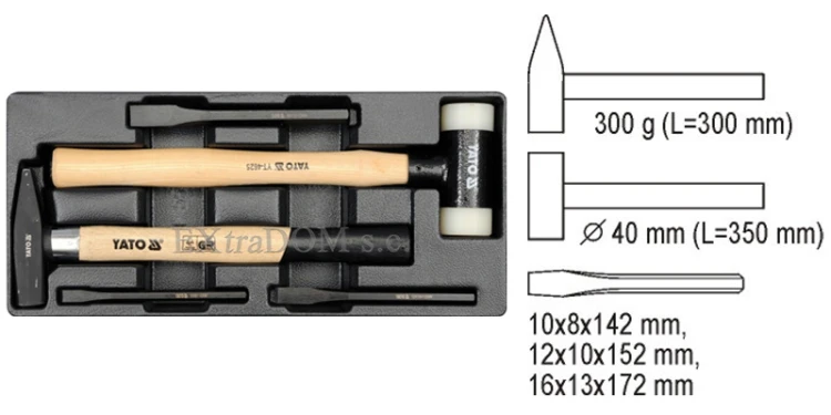 Zestaw narzędzi do szuflady 5 cz. - młotki i przecinaki Yato YT-5540
