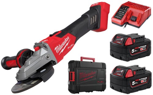 Szlifierka kątowa 125 mm z płaską głowicą Milwaukee M18FSAGF125XB z hamulcem i włącznikiem suwakowym