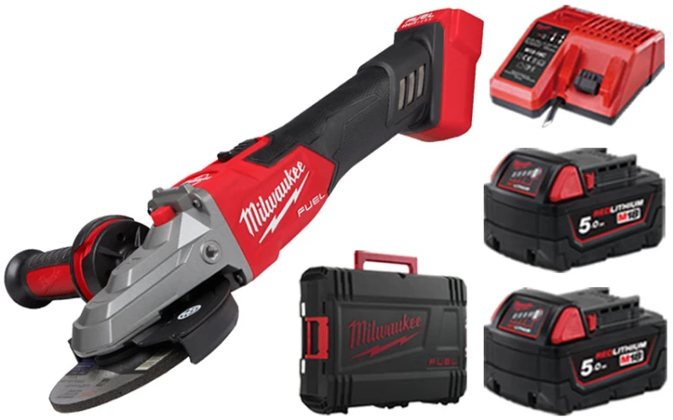 Szlifierka kątowa 125 mm z płaską głowicą Milwaukee M18FSAGF125XB z hamulcem i włącznikiem suwakowym