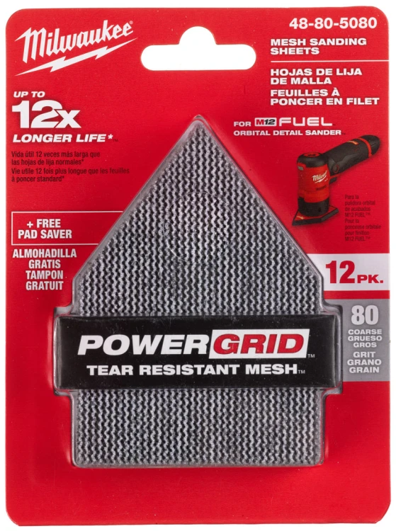 Siatki ścierne POWERGRID MIlwaukee do M12FDSS kpl. 12 szt. gradacja 120 48805120